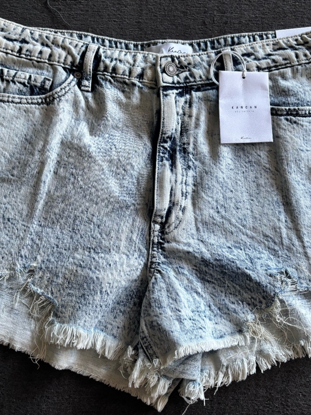 Kancan Acid Wash High Rise Distressed Denim Shorts NWT XL & 2X